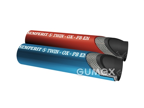 Hadica pre zváranie kyslíkom a acetylénom TWIN, 6,3/13,3 + 6,3/13,3mm, 20bar, EPDM/EPDM, -30°C/+70°C, modrá/červená